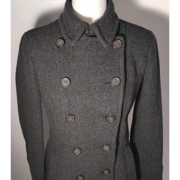 J. CREW Stadium Cloth by Nello Gori Pea Coat Size 2 Gray Woolblend Preppy - Picture 2 of 10